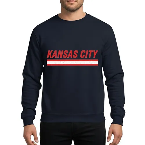 Kansas City Locals' Bold Distressed Red White Kansas City Type Grunge Bar Graphic Sweatshirt