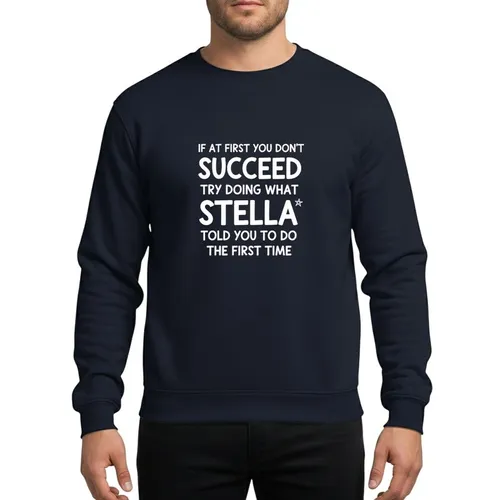 Women's White Hand-Drawn Typography 'Stella' Quote Humorous Bold Star Graphic Sweatshirt