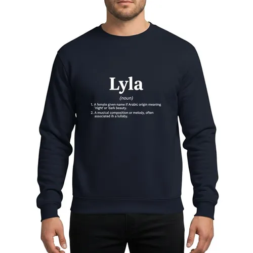 Women's Minimalist White Lyla Name Dictionary Definition Elegant Sans-Serif Typographic Design Sweatshirt