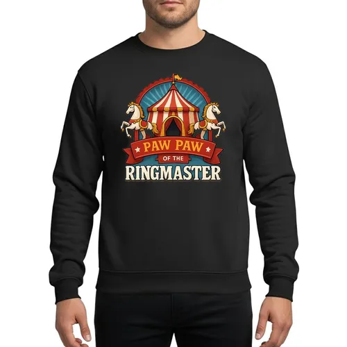 Grandparent Classic Circus Red White Striped Big Top Tent Carousel Horses 'Paw Paw Of The Ringmaster' Graphic Sweatshirt