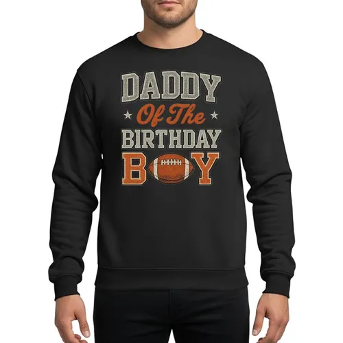Dads' Vintage Collegiate 'DADDY BIRTHDAY' Silver Red Football Art Sweatshirt