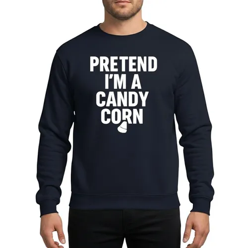 Halloween Enthusiasts' Distressed White Minimalist Candy Corn Typography Slogan Sweatshirt