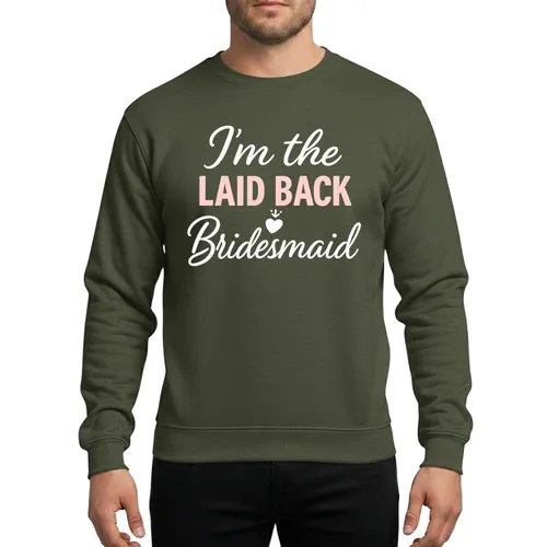 Bridesmaid Group Graceful Script White Soft Pink Bold Typographic Crown Heart Sweatshirt