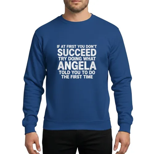 Women's White Distressed Grunge Stacked Typographic Angela Quote Sweatshirt