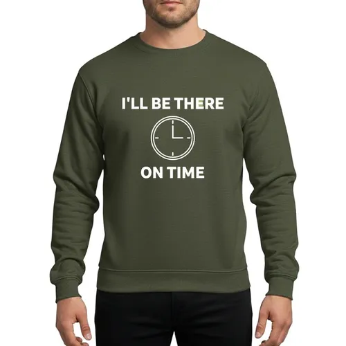 Witty Expression Admirers' White Outline Minimalist Typographic Clock Graphic Sweatshirt
