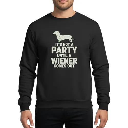 Dachshund Lovers' Distressed Light Grey Wiener Dog Silhouette Humorous Party Quote Aged Print Sweatshirt