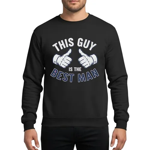 Best Man Bold Distressed Vintage White Navy Blue Thumbs Up Celebration Design Sweatshirt