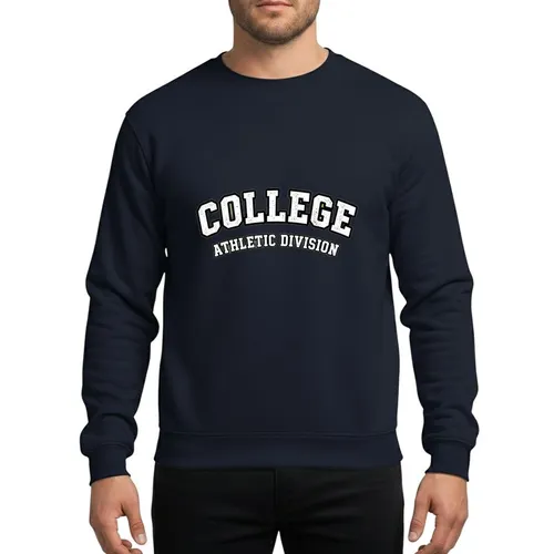 College Enthusiasts' Classic Varsity Bold Arched Distressed White Black Typographic Emblem Sweatshirt
