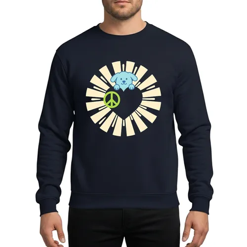 Peace Love Shih Tzu Puppy Pink Heart Retro Sunburst Christmas Gift Sweatshirt