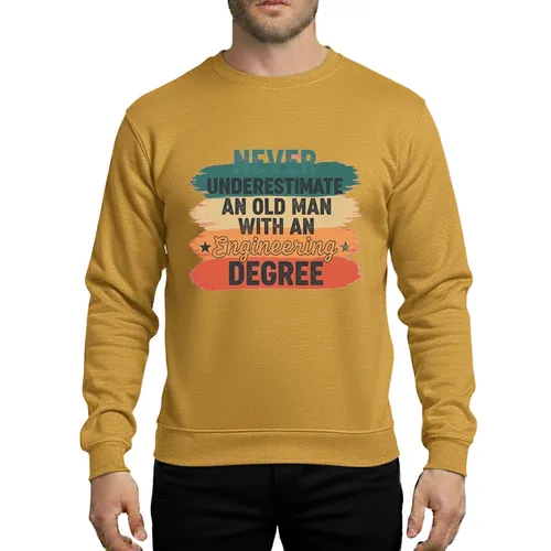 Never Underestimate An Old Man With An Engineering Degree Retro Grunge Civil Electrical Mechanical Engineer Teal Orange Sweatshirt