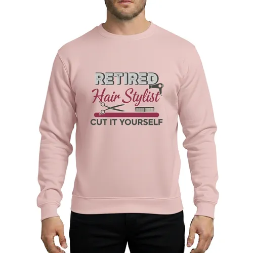 Womens Retired Hair Stylist Hairdresser Retirement Gift, Elegant Script & Tools with 'Cut It Yourself' Sweatshirt