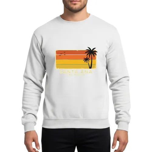 Santa Ana California Retro Vintage Sunset Palms | Burnt Orange Gold Horizon Graphic Sweatshirt