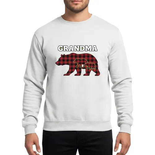 Grandma Red Black Buffalo Plaid Bear Family Christmas Winter Design Sweatshirt