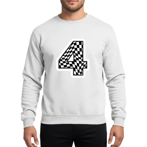 Birthday Boy Fourth Race Car Party Distressed Checkered Flag Numeral Four Sweatshirt