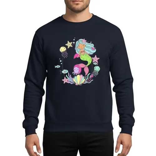 Whimsical Mermaid 6th Birthday Lavender-Blue Number Six Underwater Scene Sweatshirt