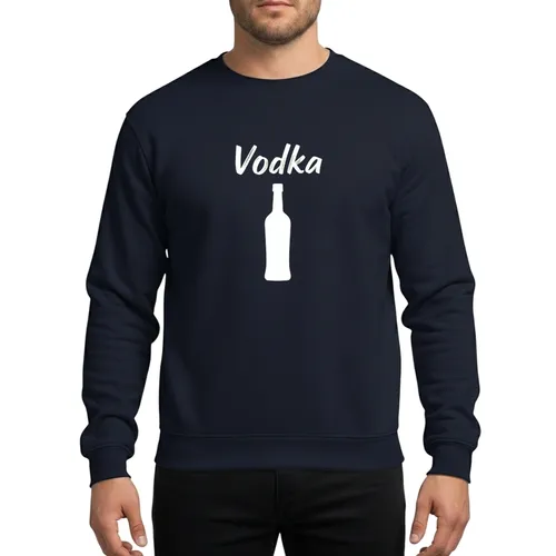 Vodka Happy Water Fun People Celebration White Brush Script Flat Bottle Design Sweatshirt