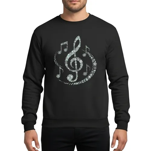 White Snowflake Mosaic Treble Clef Music Note Symbol Winter Holiday Melodic Art Sweatshirt