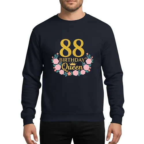 Elegant 88 Year Old Queen Crown Gold Glitter Pink Rose Floral Birthday Sweatshirt