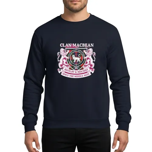 MacBean Clan Scottish Heraldic Wildcat Crest Tartan Motto Family Gathering Sweatshirt
