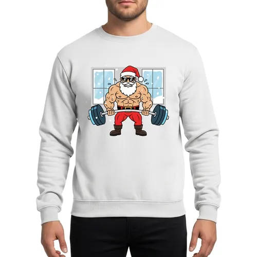 Determined Muscular Santa Deadlift Christmas Gym Fitness Strongman Design Sweatshirt