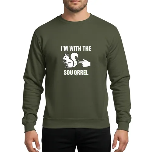 I'm With The Squirrel Halloween Group Costume Distressed Text Acorn Graphic Sweatshirt