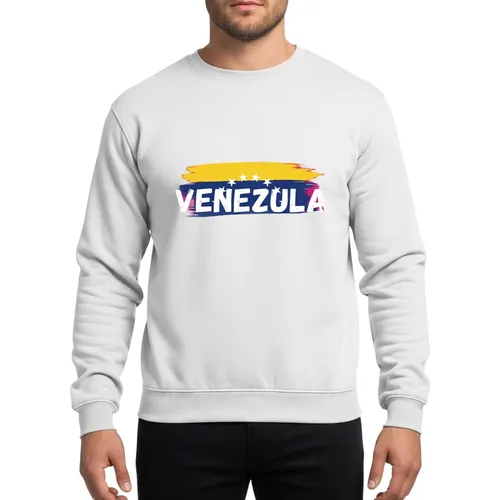 Venezuelan Flag Bold Grunge Distressed Brushstroke Stars Artwork Sweatshirt