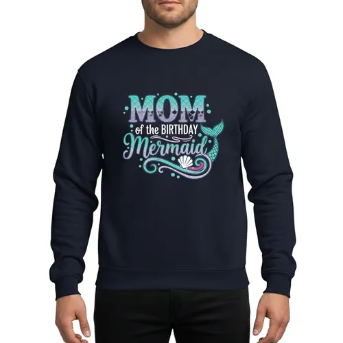 Mom Of The Birthday Mermaid Aqua Scale Whimsical Family Party Celebration Sweatshirt