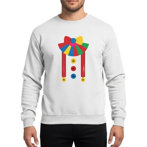 Kids Birthday Circus Clown Costume Multi-Color Bowtie Ruffle Suspenders Sweatshirt