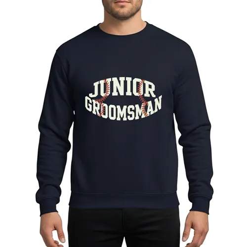 Kids Junior Groomsman Vintage Red Baseball Stitch Wedding Party Design Sweatshirt
