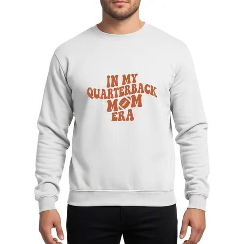 In My Quarterback Mom Era Groovy QB Mama Football Retro 70s Dusty Rust Orange Christmas Sweatshirt
