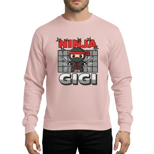 Gigi Ninja Birthday Celebration Chibi Warrior Katana Shuriken Bold Red Block Art Sweatshirt
