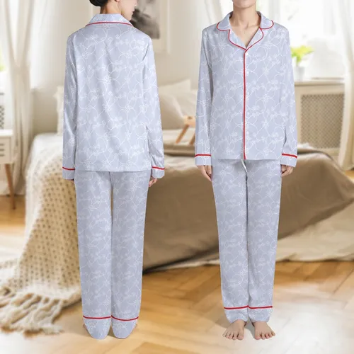 Bridal Party Satin Pajamas: Hand-Drawn Lavender Vine Blossom Sleep Set Kid Satin Pajamas Set