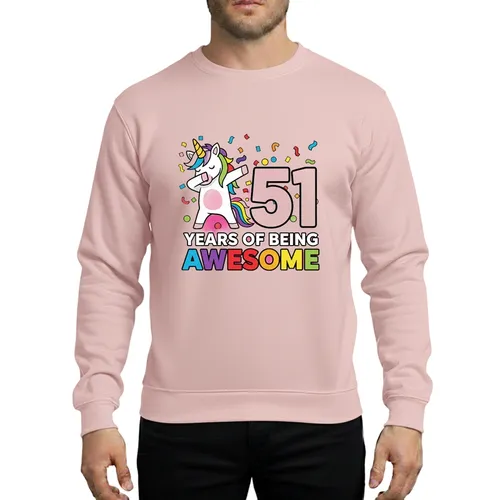 Dabbing Rainbow Unicorn 51st Birthday Fun Graphic for Women 51 Years Awesome Hot Pink Confetti Sweatshirt