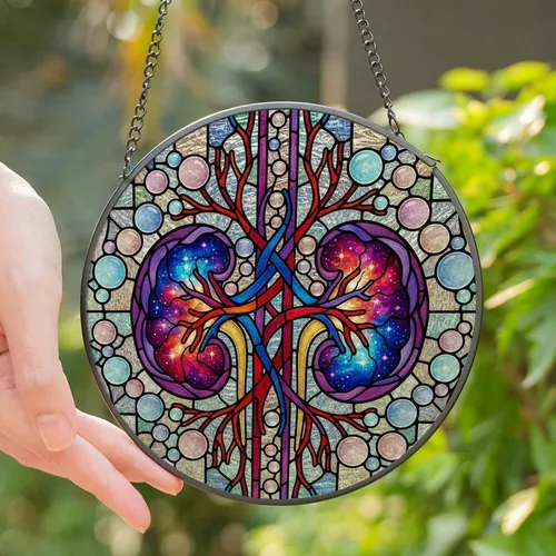 Art Lovers' Cosmic Stained Glass Nebulae Anatomical Jewel Tone High Contrast Intricate Mosaic Stained Glass Suncatcher