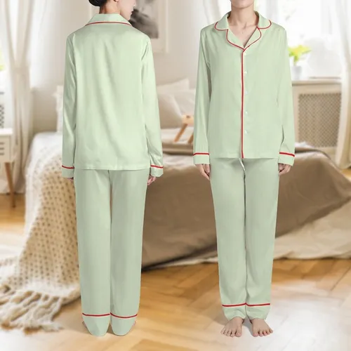 Sighthound & Long Dog: Chartreuse White Diamond Grid Pattern - Soft Stretch Loungewear Satin Pajamas Set