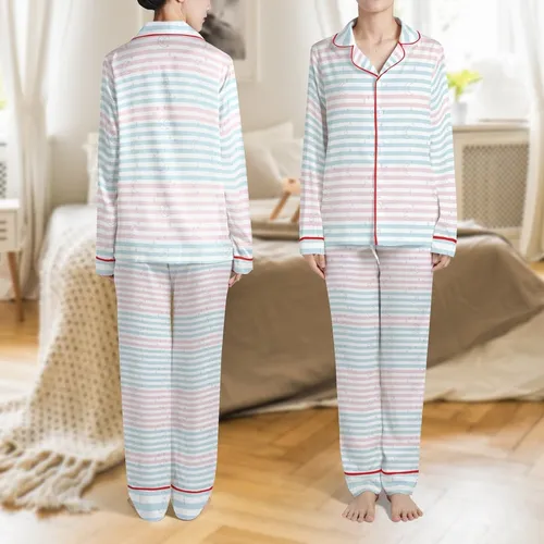 Girls & Boys Monogrammed Pima Cotton Pajamas: Striped Moon & Stars Sleep Set Satin Pajamas Set