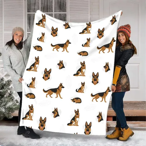 German Shepherd Enthusiasts' Stylized Flat Art Brown Tan Black Dog Pattern Fleece Blanket