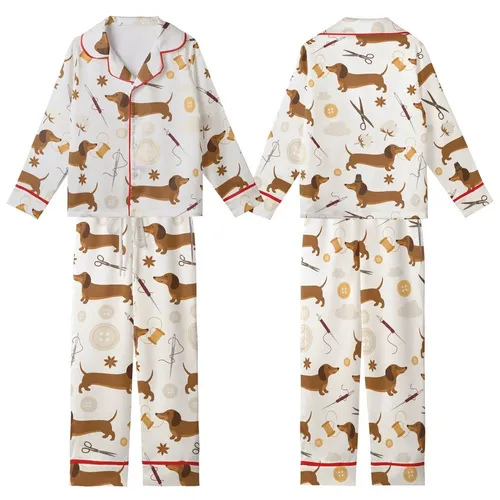 Dachshund Dog Sewing Pattern Bundle | Fit Onesie & Pajama Design Kid Satin Pajamas Set