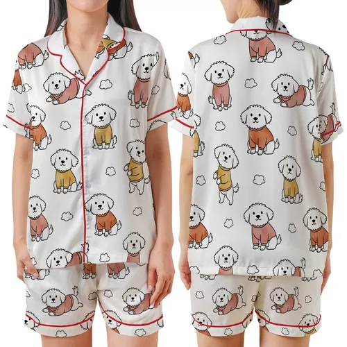 Dog Pajama Sewing Pattern: 18 Sizes for Small, Medium, Large Breeds - Cozy Fit & Tail Opening Satin Short-Sleeve Pajamas Set