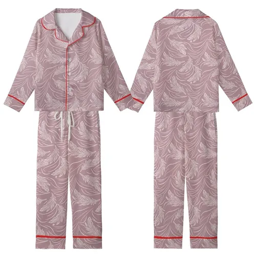 Bridesmaid & Bride Silky Satin Pajamas: Removable Feather Cuff Sleep Set - Luxurious Wedding PJs Kid Satin Pajamas Set