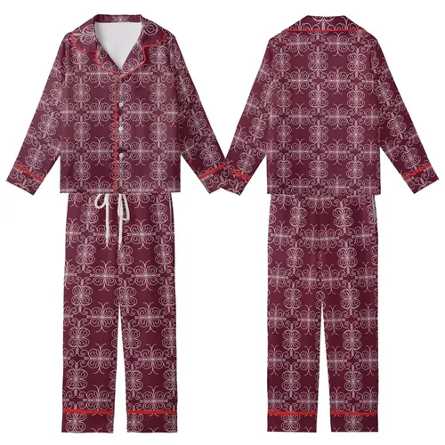 Personalized Bridal Party Satin Sleepwear: Elegant White Filigree Scrollwork Design Kid Satin Pajamas Set