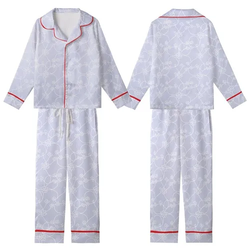Bridal Party Satin Pajamas: Hand-Drawn Lavender Vine Blossom Sleep Set Kid Satin Pajamas Set