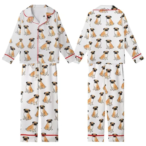 Small Dog Pajama Sewing Pattern PDF: Playful Pug Art Print - Tailored Fit for Wide & Narrow Chests Kid Satin Pajamas Set