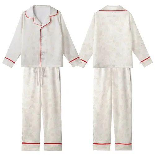Women's Handcrafted Linen Pajama Set: Stonewashed Minimalist Organic Pattern, 3/4 Sleeve & Comfort Pants Kid Satin Pajamas Set