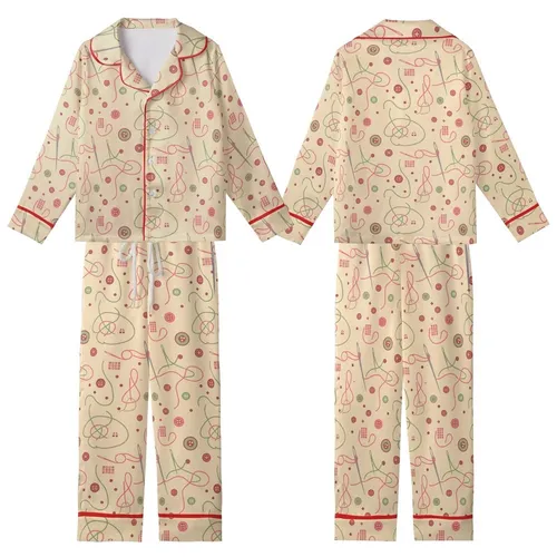 Sewists' Cozy Loungewear Pattern: Needle & Thread, Beige Dusty Rose Sage, Long/Short Sleeve, XXS-5XL PDF Kid Satin Pajamas Set