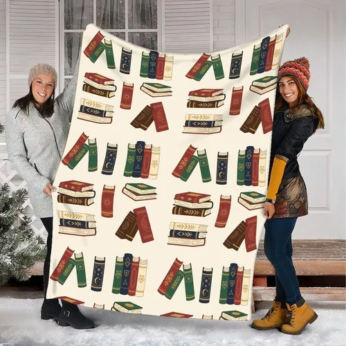 Book Lovers' Elegant Vintage Book Spine Pattern  Fleece Blanket