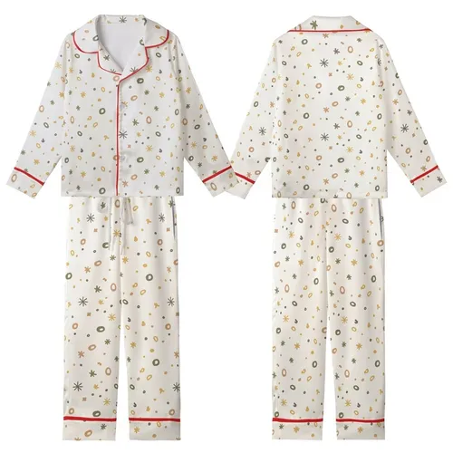 Minimalist Style Cream Muted Earth Tone Scattered Organic Shapes - Gentle Aesthetic Art Kid Satin Pajamas Set