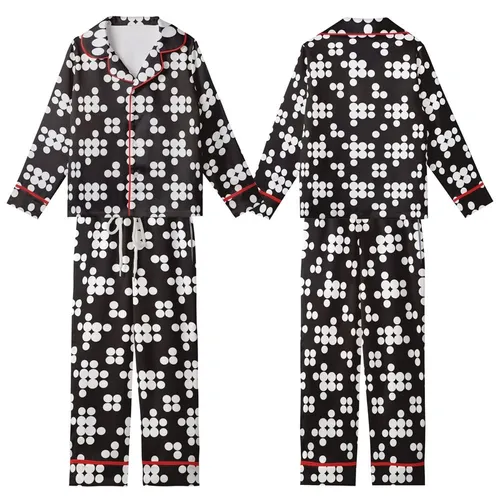 Modern Minimalist's Crisp White Layered Geometric Circle Style Piece Kid Satin Pajamas Set