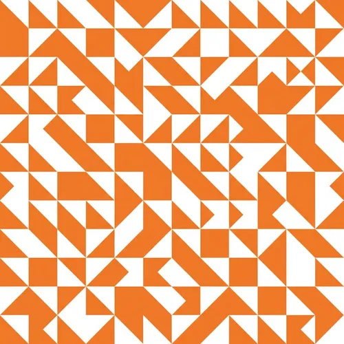 Dynamic Fragmented Geometric Mosaic: Orange White Interlocking Shapes Satin Pajamas Set