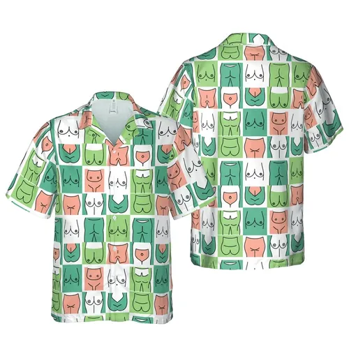 High Contrast Edge-to-Edge Hawaiian Body Contour Mosaic Textile Pattern Short-sleeve Hawaiian Shirt